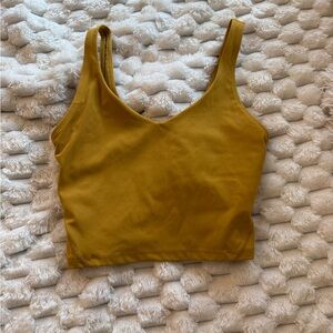 Mustard V-Neck Crop Tank Top - Women